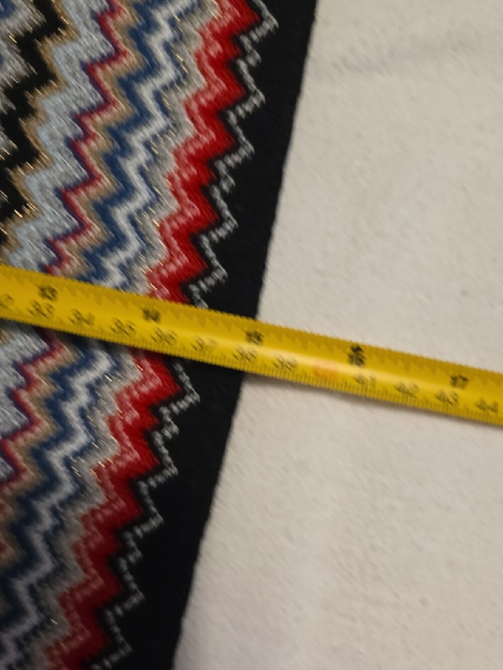 Missoni Multicolor Zigzag Knit CottonScarf with Fringe - Red, Blue, Black, White - Picture 9 of 11